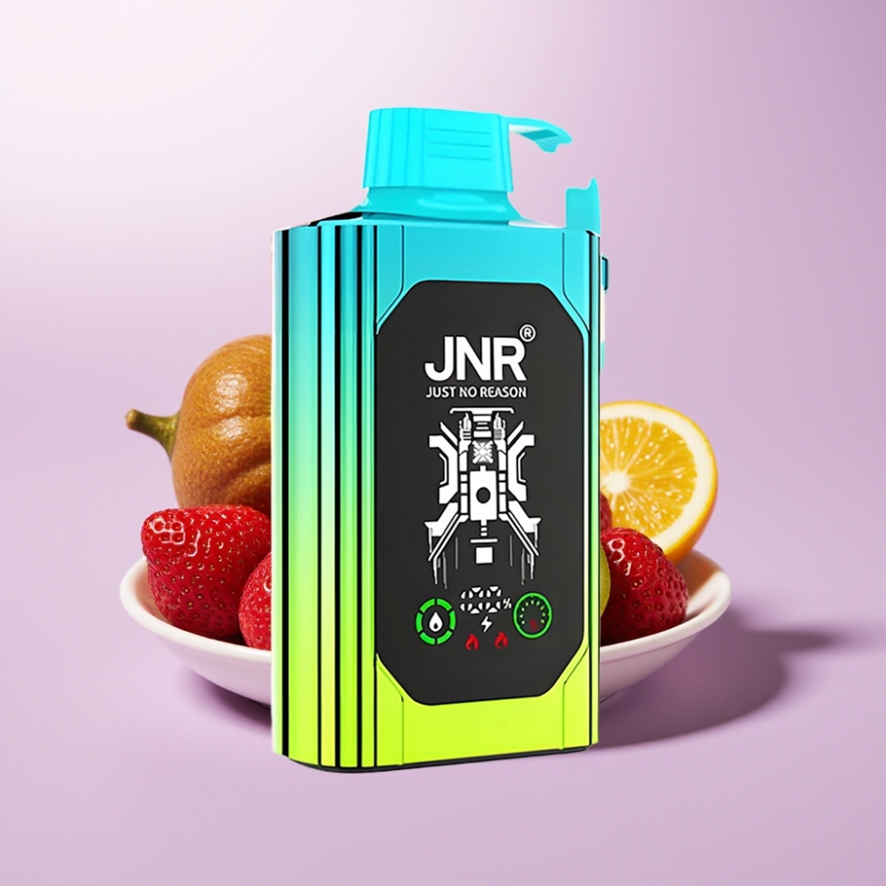 JNR Shisha Hookah Box 20500 Puffs - Fresa Kiwi, Pantalla HD, 25ml, Doble Malla, Tipo-C