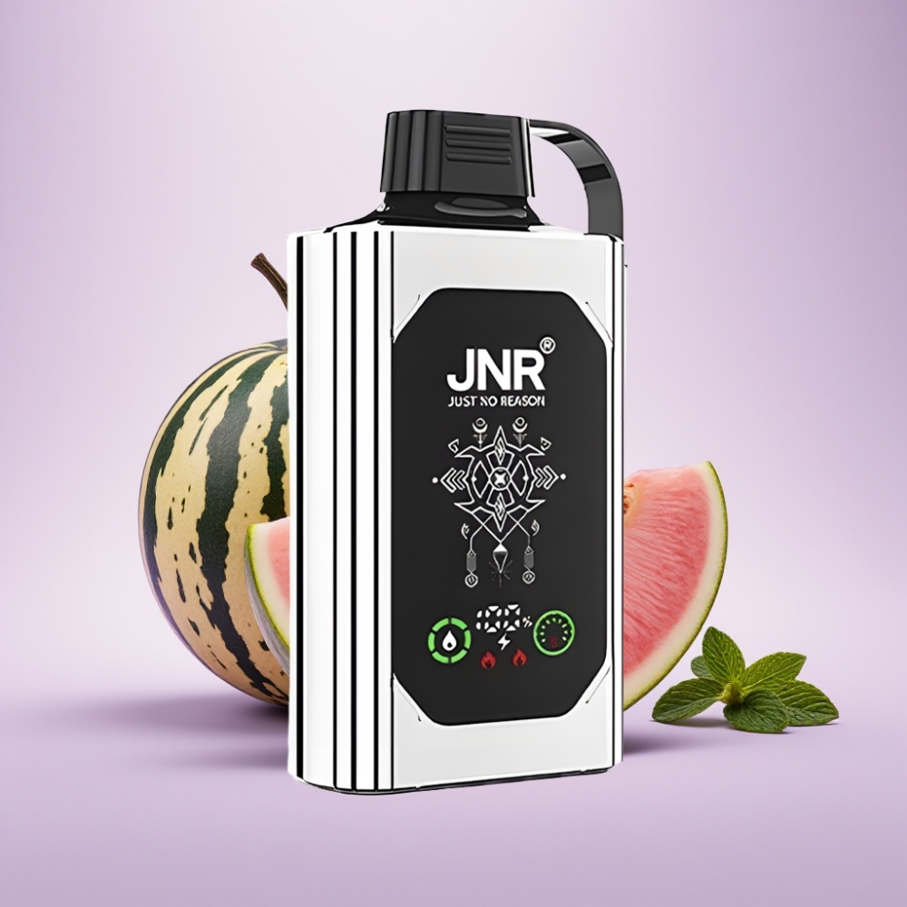 JNR Shisha Hookah Box 20500 Puffs Vape Desechable Melón Doble Menta - Pantalla HD, 25ml, Carga Rápida Type-C