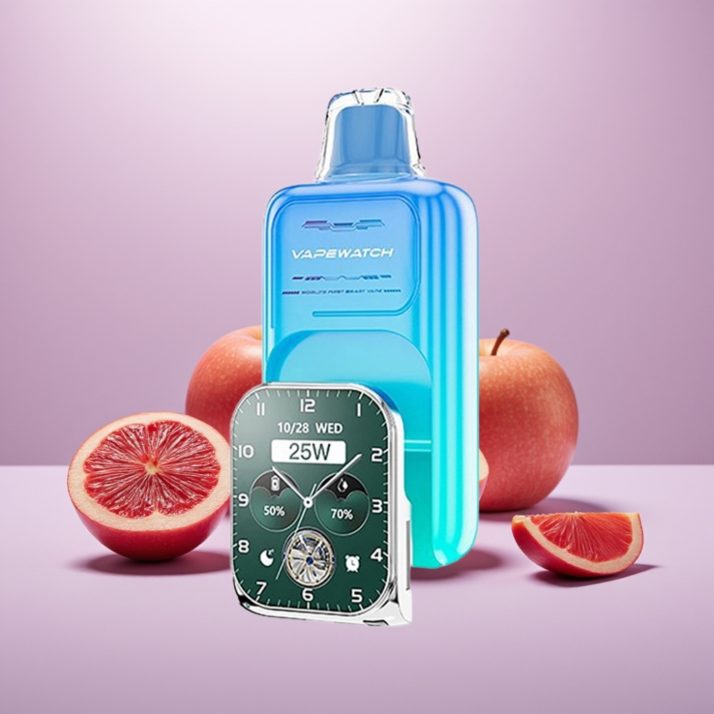 JNR VapeWatch 30000 Puffs Vape Desechable Manzana Ácida Helada - 19mL, 5% Nicotina, Carga Tipo-C