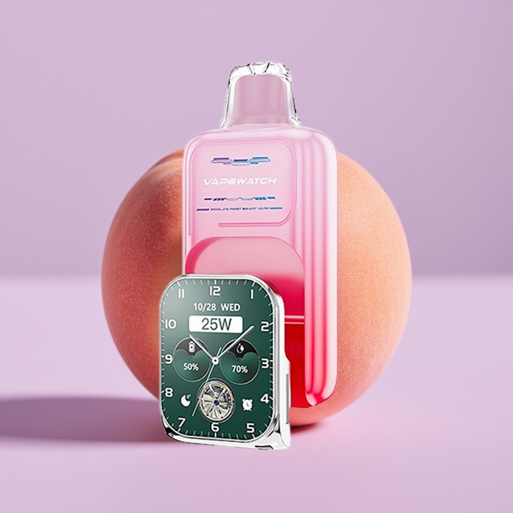 JNR VapeWatch 30000 Puffs Vape Desechable Melocotón de Georgia, 19mL, 5% Nicotina, Carga Rápida Type-C