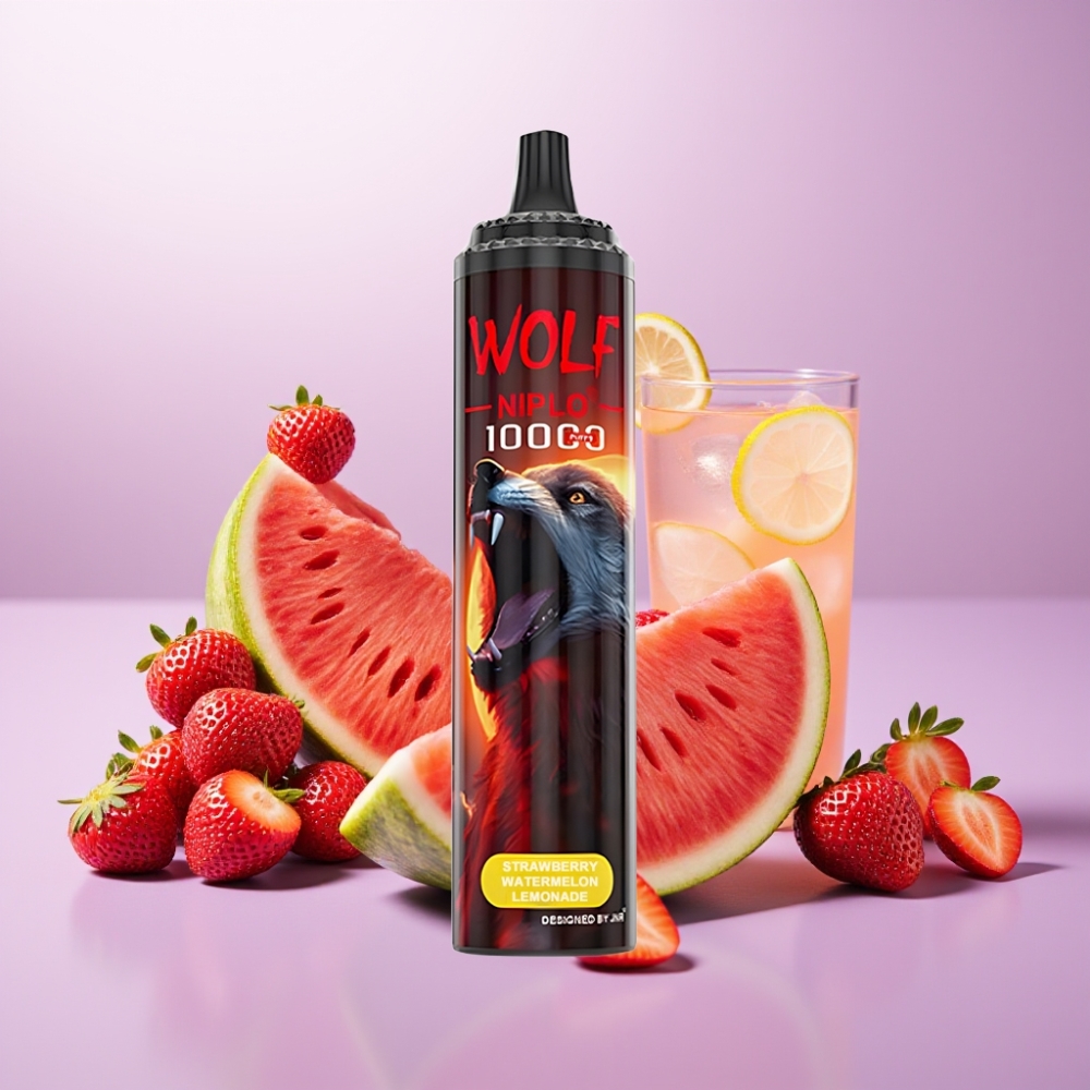 JNR Wolf Niplo 10000 Puffs Desechable Sabor Fresa Sandía Limonada - 20ml, 650mAh, Tipo-C