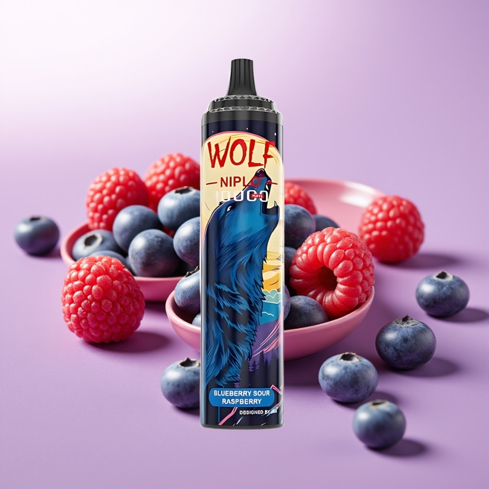 JNR Wolf Niplo 10000 Puffs Vape Desechable Arándano Frambuesa Ácida - 20ml, 650mAh, Tipo-C