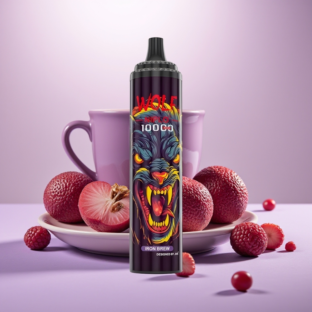 JNR Wolf Niplo 10000 Puffs Vape Desechable Bebida de Hierro – 20ml, 5%, Carga Rápida Type-C