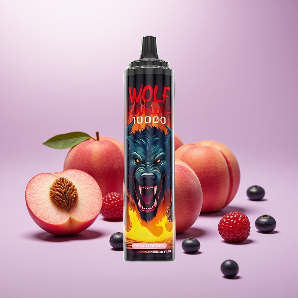 JNR Wolf Niplo 10000 Puffs Vape Desechable Durazno Baya – 20ml, 5% Nicotina, Carga Tipo-C