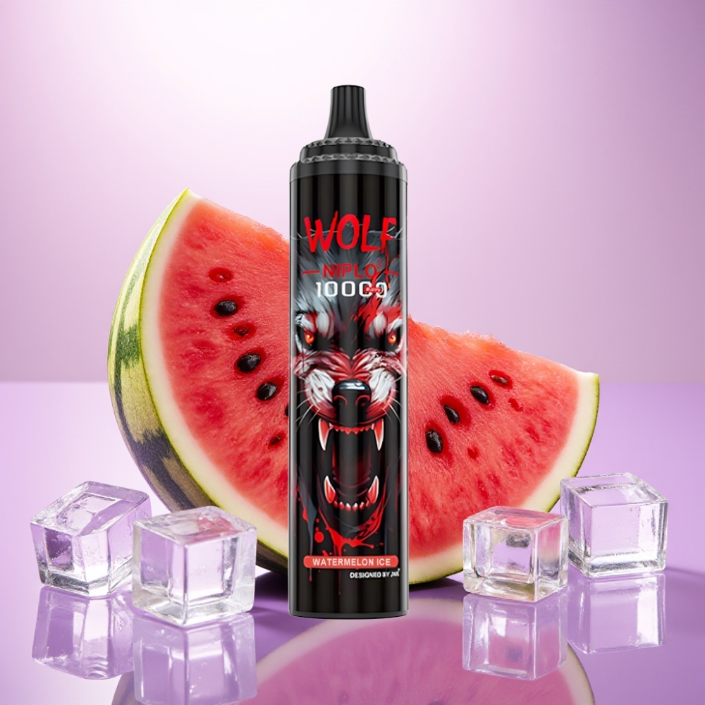 JNR Wolf Niplo 10000 Puffs Vape Desechable Sandía Helada – 20ml, 5%, Carga Rápida Type-C
