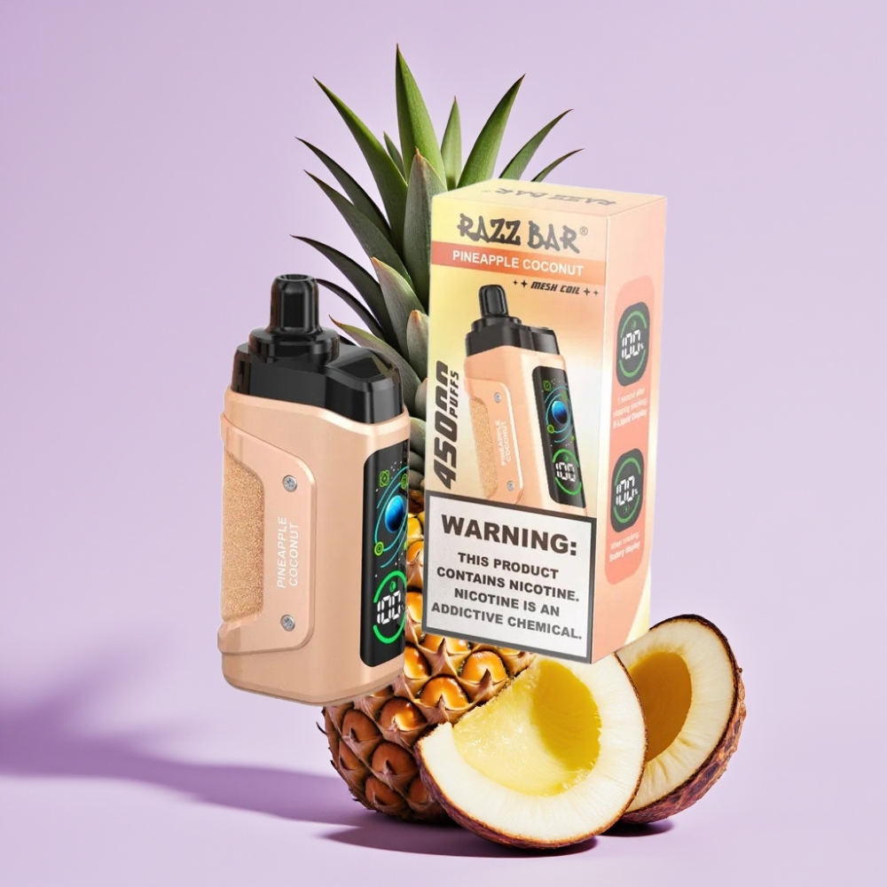 Razz Bar 45000 Puffs Disposable Vape Piña Coco con Bobina Mesh 1.0 Ohm y Batería 650 mAh