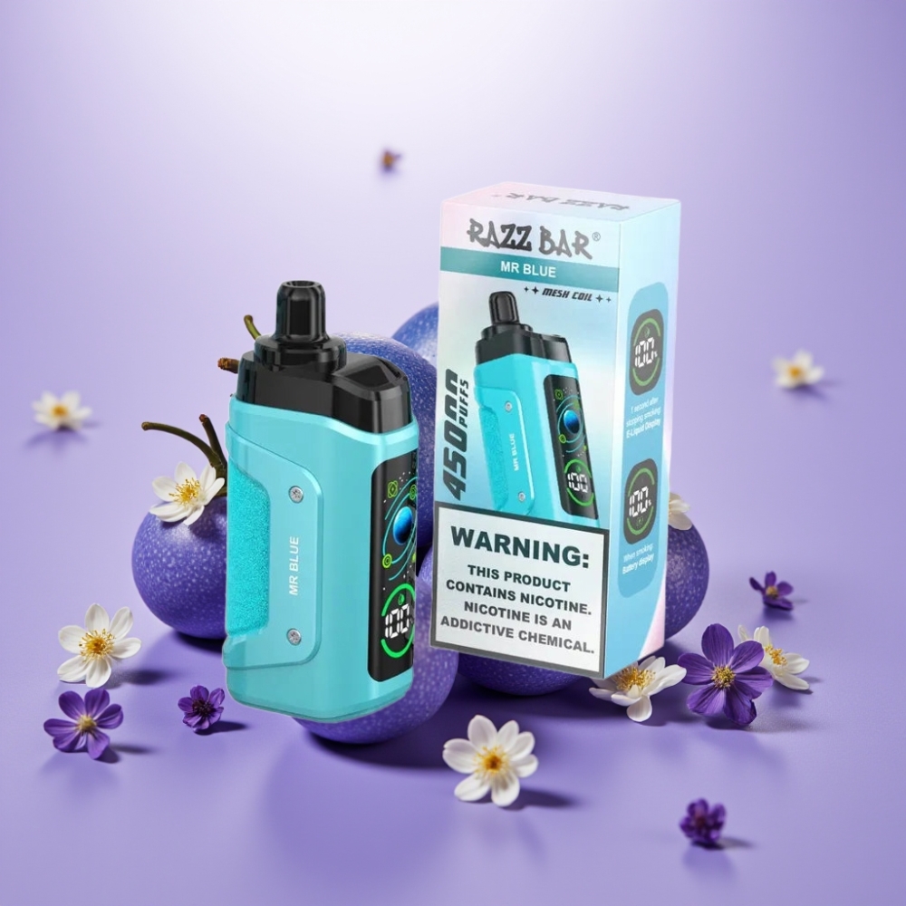 Razz Bar 45000 Puffs Disposable Vape Señor Azul – 1.0 Ohm Mesh, Ajustable, Recargable