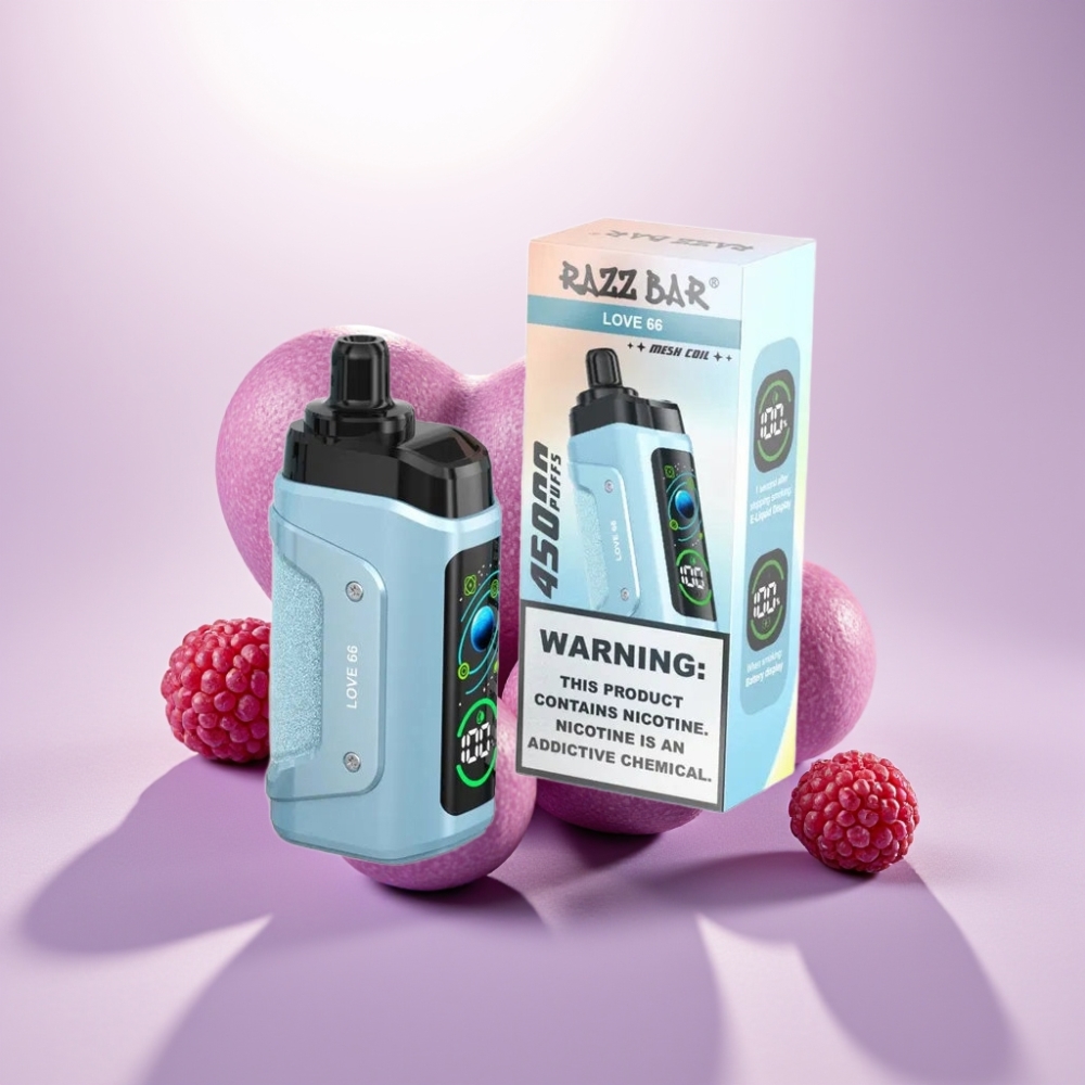 Razz Bar 45000 Puffs Vape Desechable Amor 66 – 1.0 Ohm, Flujo de Aire Ajustable, Recargable Tipo-C