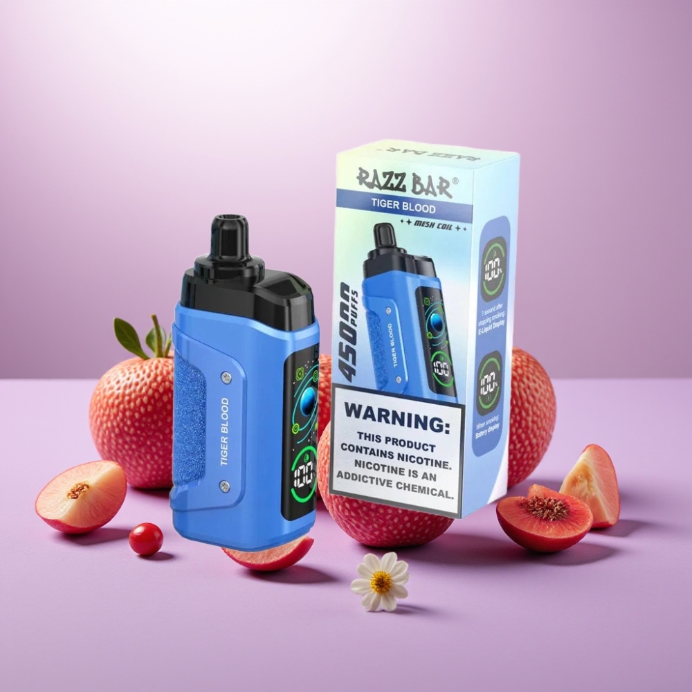 Razz Bar 45000 Puffs Vape Desechable Sangre de Tigre con Batería 650 mAh y Flujo de Aire Ajustable