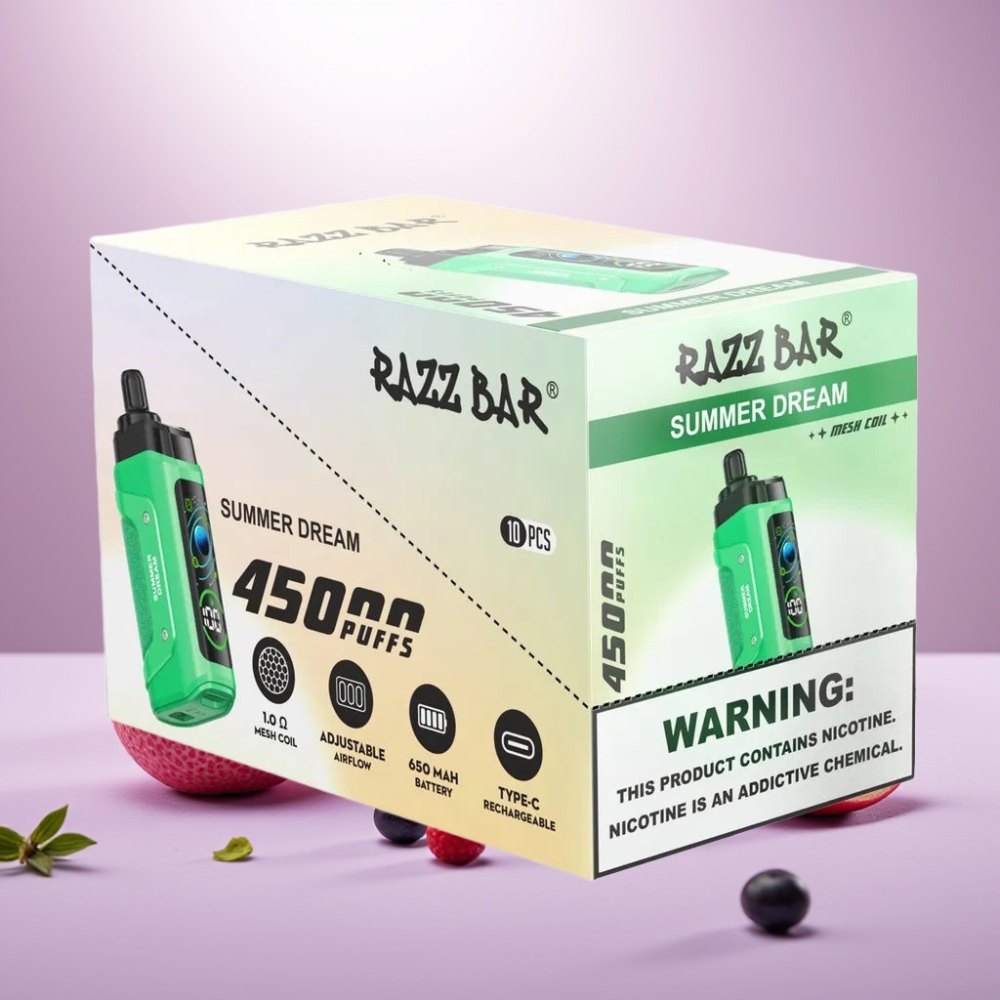 Razz Bar 45000 Puffs Vape Desechable Sueño de Verano con Batería 650 mAh y Resistencia Mesh 1.0 Ohm