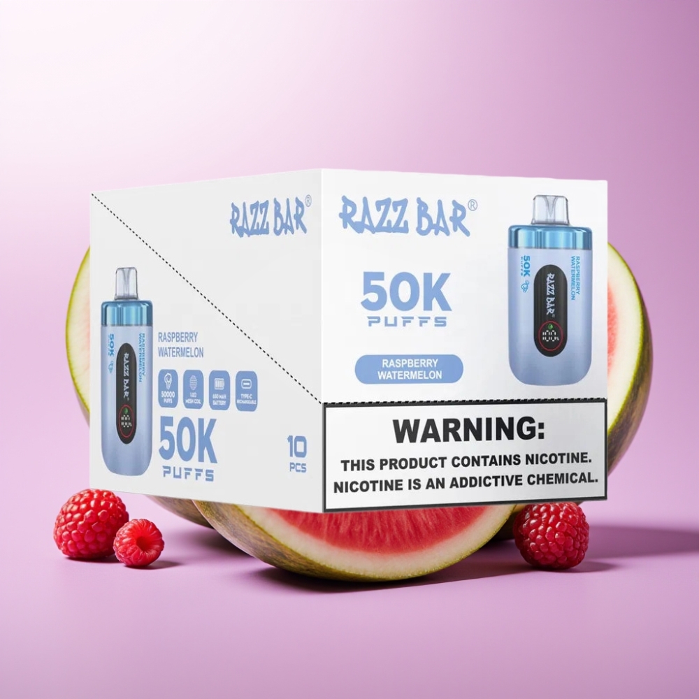 Razz Bar 50K Puffs Desechable Vape Frambuesa Sandía – 50000 Puffs, Bobina Mesh 1.0 Ohm, Tipo-C Recargable