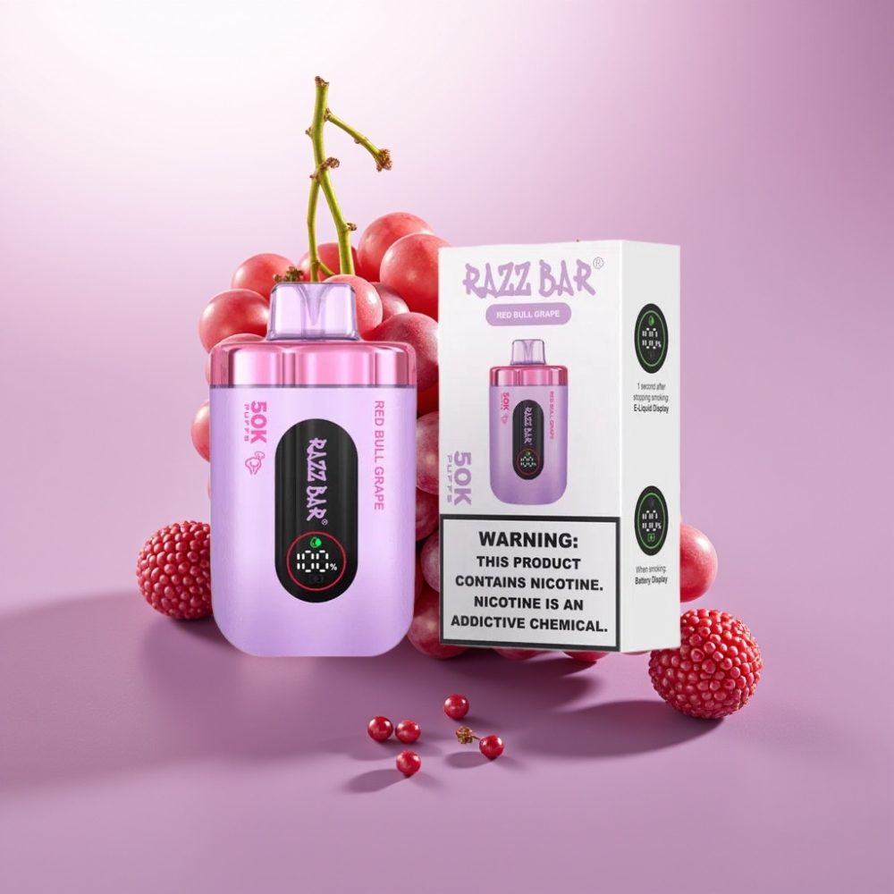 Razz Bar 50K Puffs Desechable Vape Toronja Uva Roja – 50000 Caladas, Bobina Mesh 1.0 Ohm, Batería 650 Mah, Recargable Type-C, 2% Nicotina