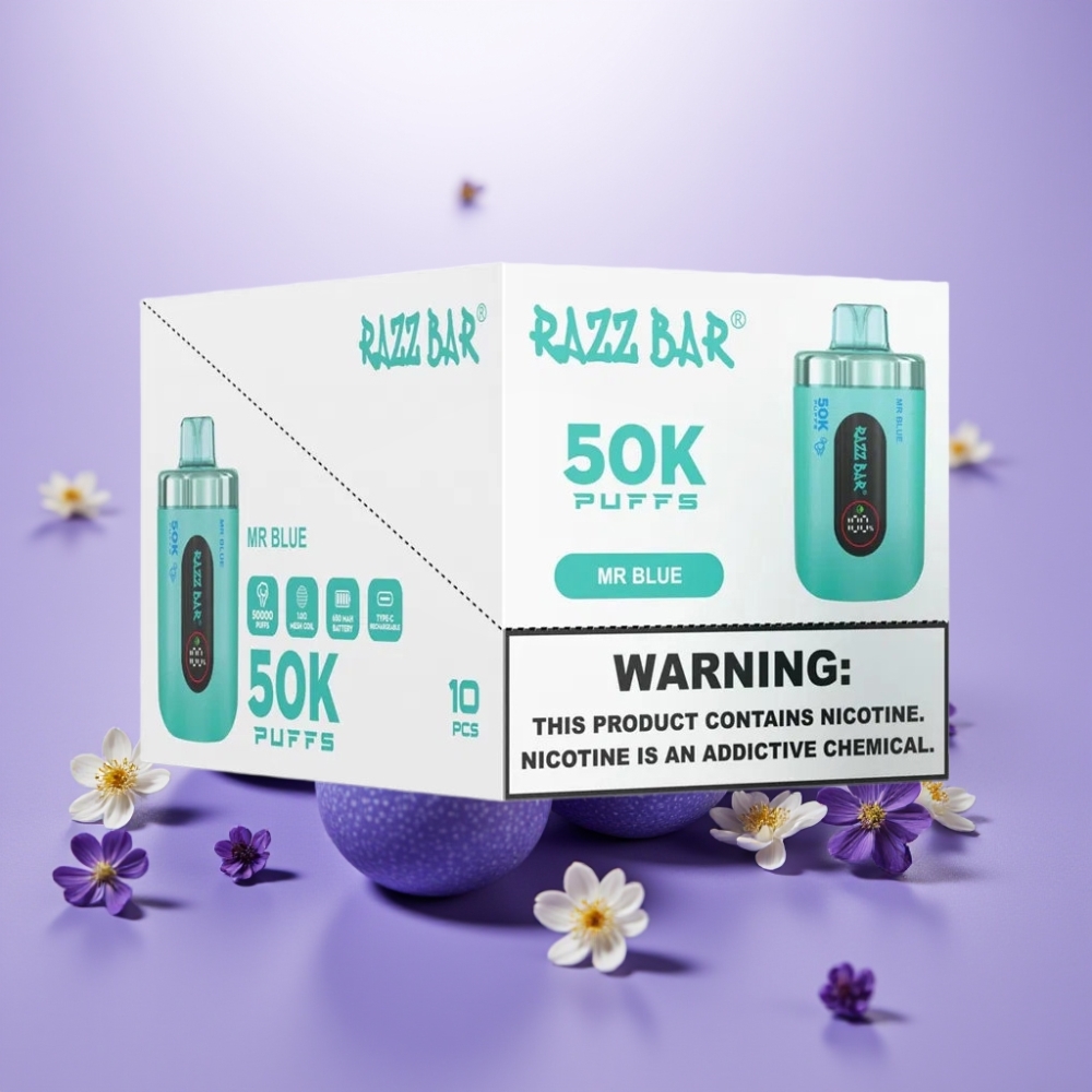 Razz Bar 50K Puffs Disposable Vape Señor Azul – 50000 Puffs, Bobina Mesh 1.0 Ohm, Recargable Type-C, 2% Nicotina